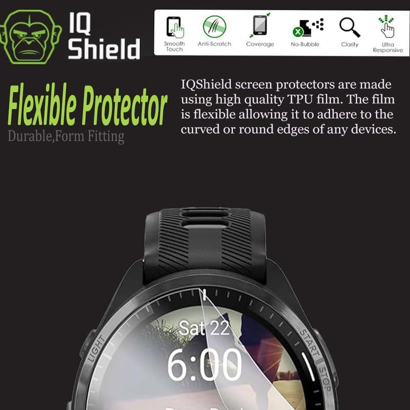 IQ Shield حزمة 6 واقي شاشة لجهاز Garmin Forerunner® 970/570/965-47mm / Venu 4-45mm (حزمة 6) سهل التركيب، رقيق للغاية، مضاد للخدش، مضاد للفقاعات، فيلم TPU شفاف - Image 3